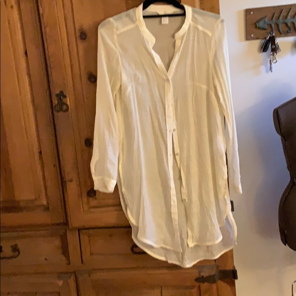 H&M Gauzy ecru cover up with hi low hem